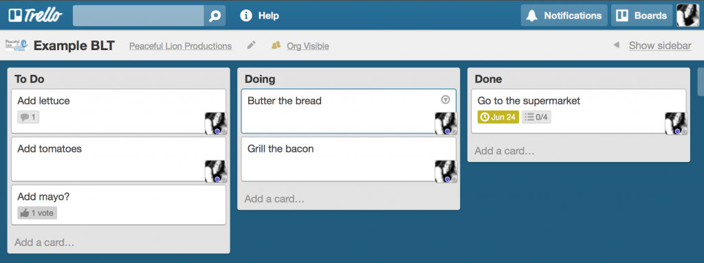 Trello screenshot 1